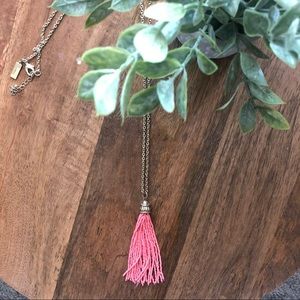 The Limited coral tassel long necklace